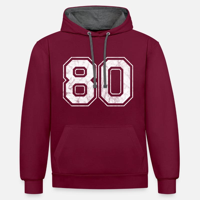 Numéro 80 - Sweat à capuche contrasté - bordeaux/anthracite