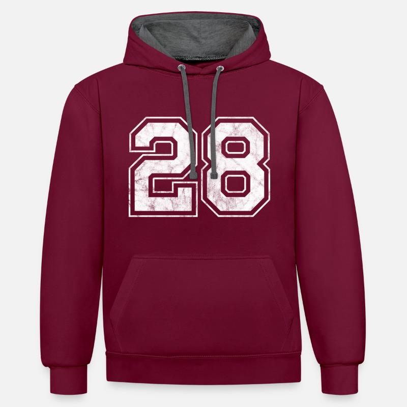 Numéro 28 - Sweat à capuche contrasté - bordeaux/anthracite
