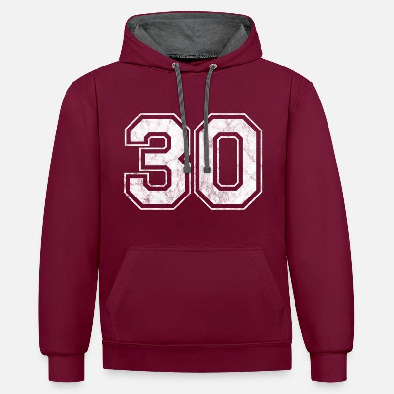 Numéro 30 - Sweat à capuche contrasté - bordeaux/anthracite
