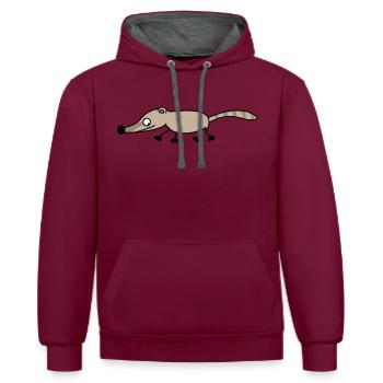 Lustiger Nasenbär - Kontrast-Hoodie - Weinrot/Anthrazit - Vorne - Anna (173cm) & Nico (186cm)
