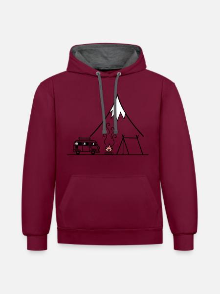 Campfire Camping Trip - Contrast hoodie - burgundy/charcoal