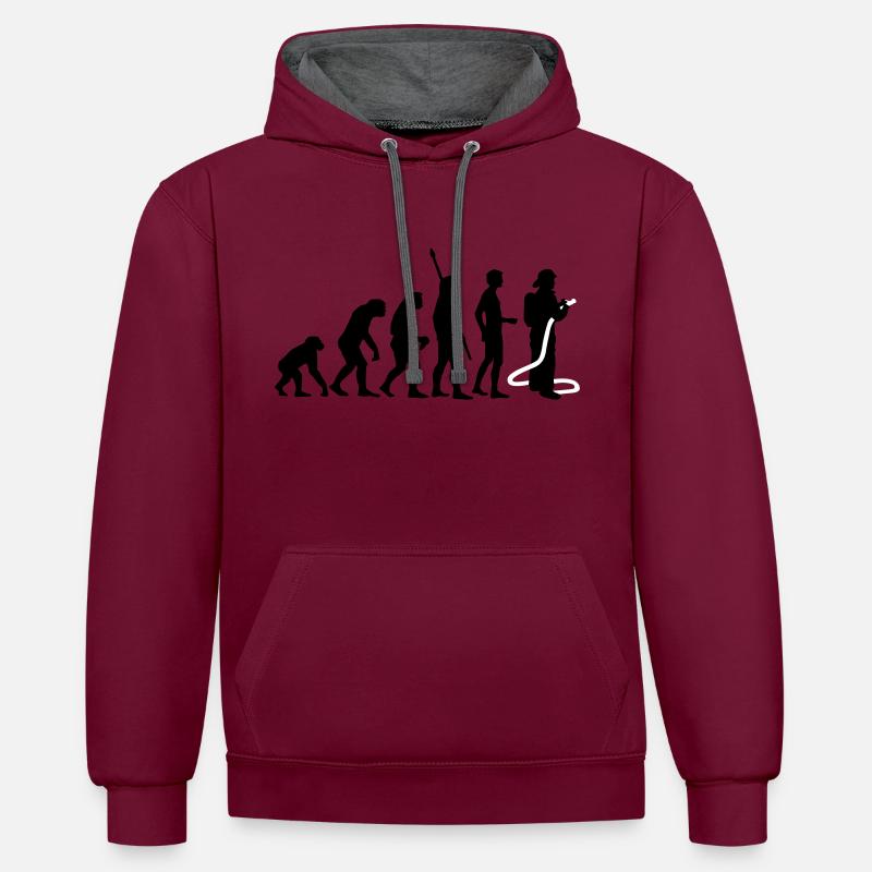 evolution firefighter - Sweat à capuche contrasté - bordeaux/anthracite