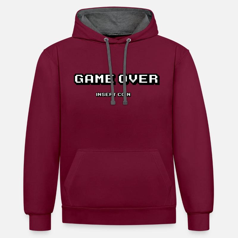 Game Over pièce d'insertion - Sweat à capuche contrasté - bordeaux/anthracite
