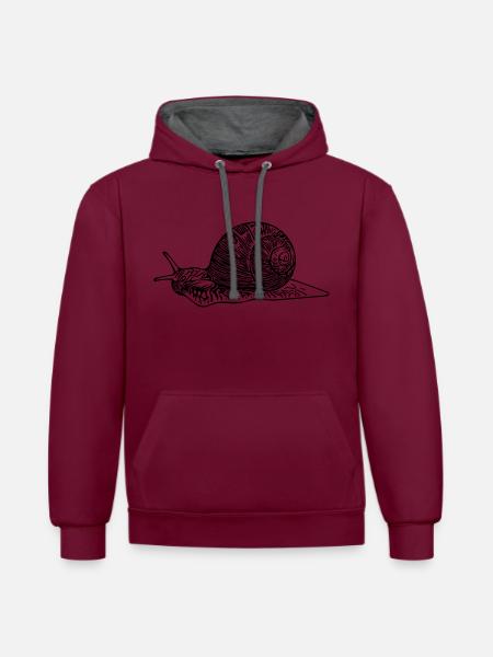 slug - Contrast hoodie - burgundy/charcoal