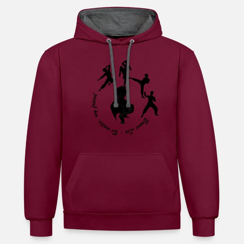 Bruce Lee - Sweat à capuche contrasté - bordeaux/anthracite