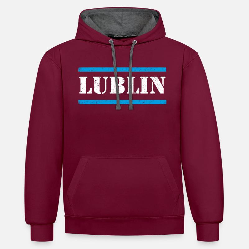Lublin - Sweat à capuche contrasté - bordeaux/anthracite