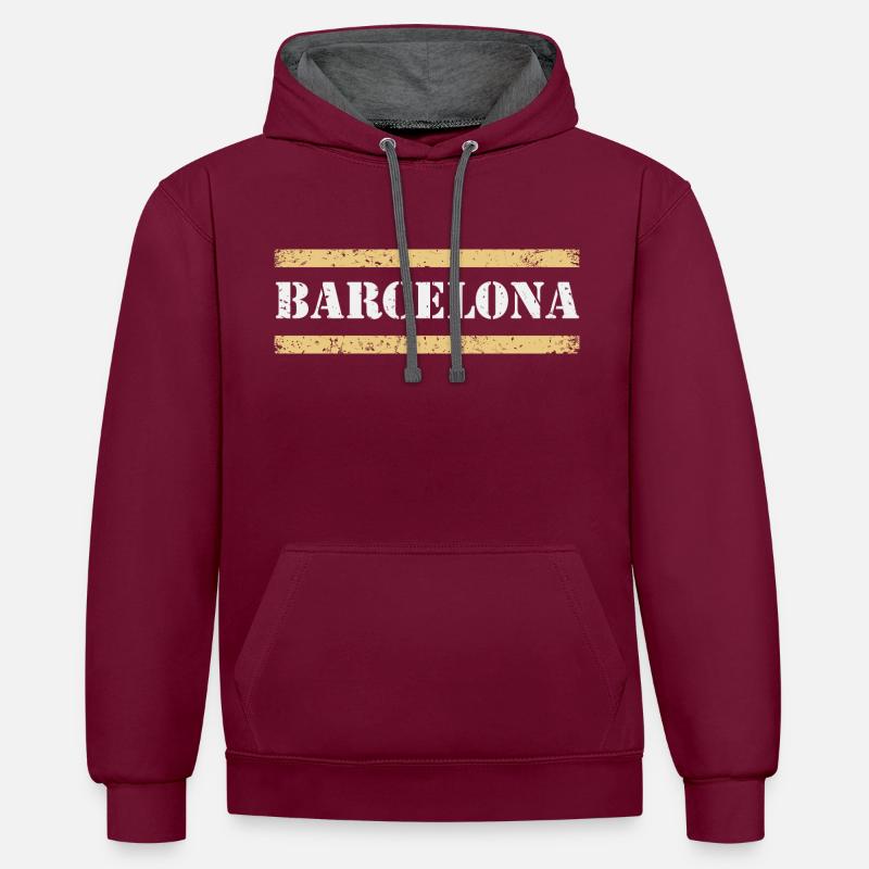 Barcelone - Sweat à capuche contrasté - bordeaux/anthracite
