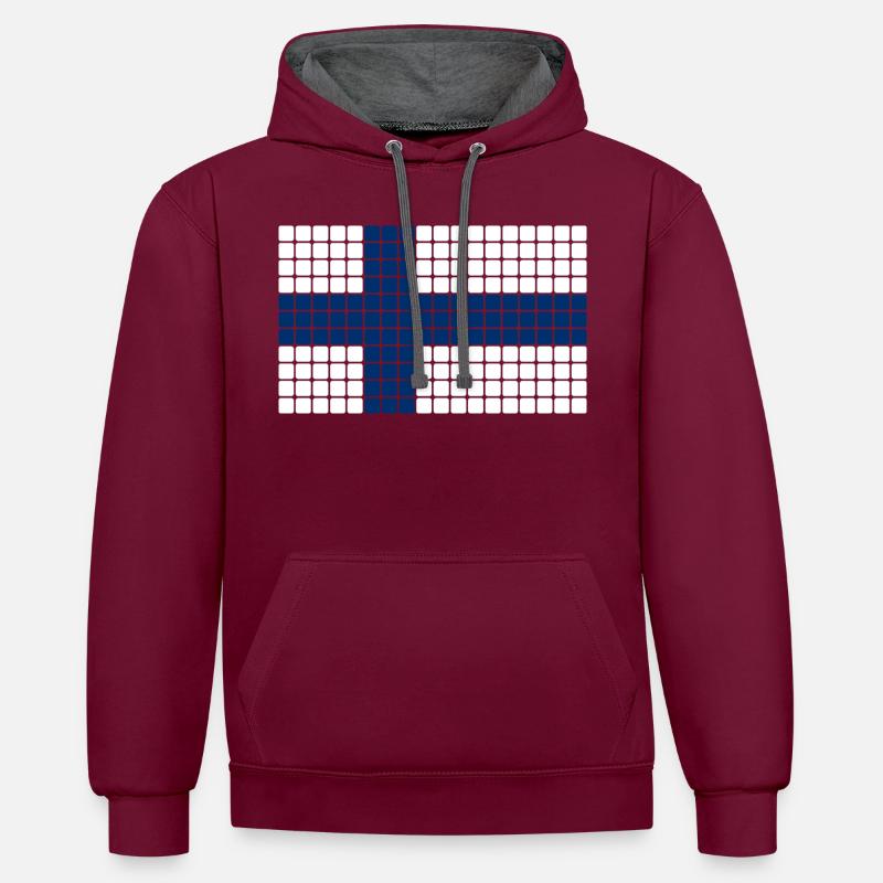 Drapeau de la Finlande - Sweat à capuche contrasté - bordeaux/anthracite