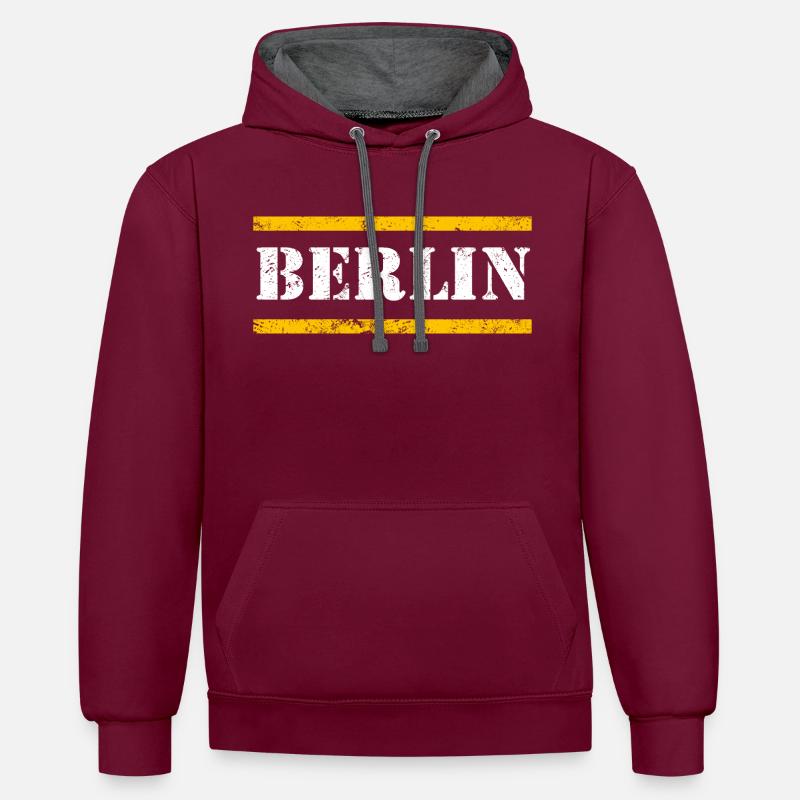 Berlin - Kontrast-Hoodie - Weinrot/Anthrazit