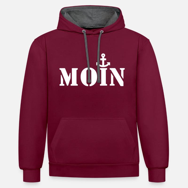 Moin - Sweat à capuche contrasté - bordeaux/anthracite