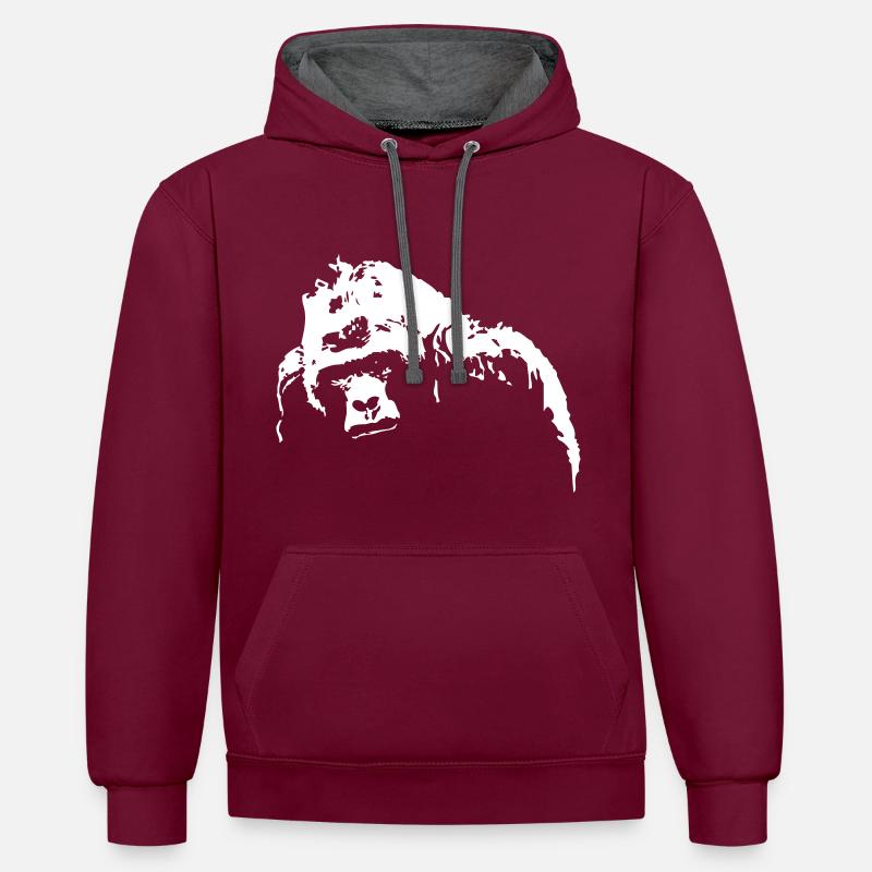 gorilla - Sweat à capuche contrasté - bordeaux/anthracite