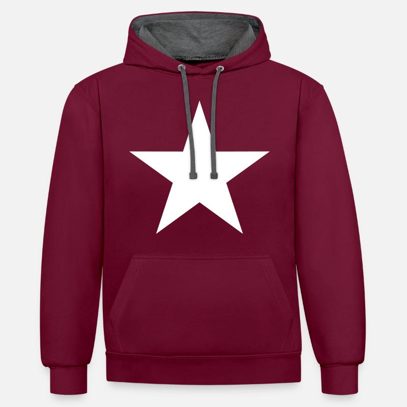 étoile symbole icône élément étoile - Sweat à capuche contrasté - bordeaux/anthracite