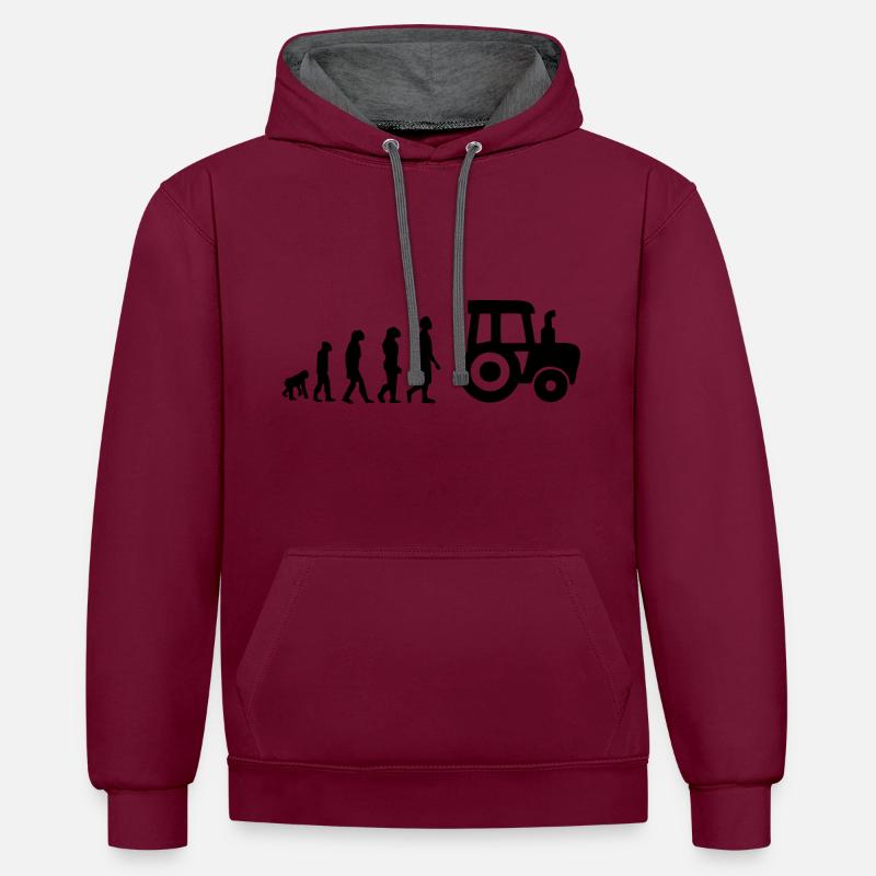 Evolution Traktor - Kontrast-Hoodie - Weinrot/Anthrazit