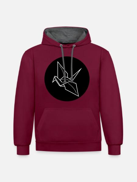Origami - Contrast hoodie - burgundy/charcoal