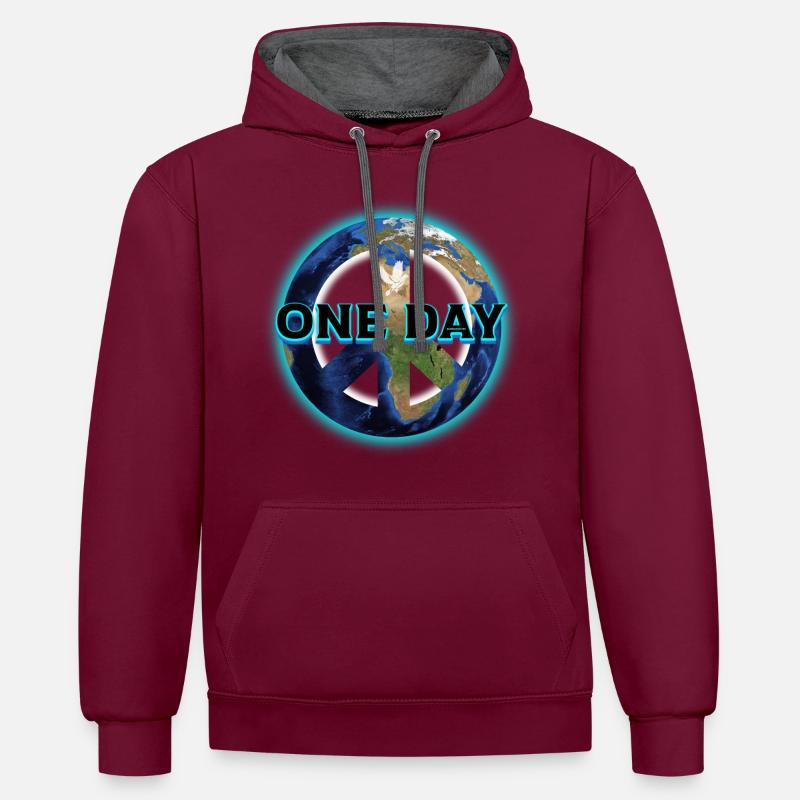 La paix un jour - Sweat à capuche contrasté - bordeaux/anthracite