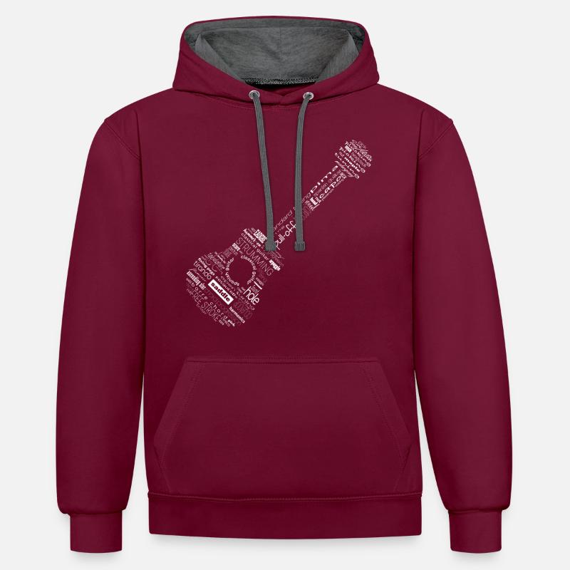 La guitare en paroles - Sweat à capuche contrasté - bordeaux/anthracite