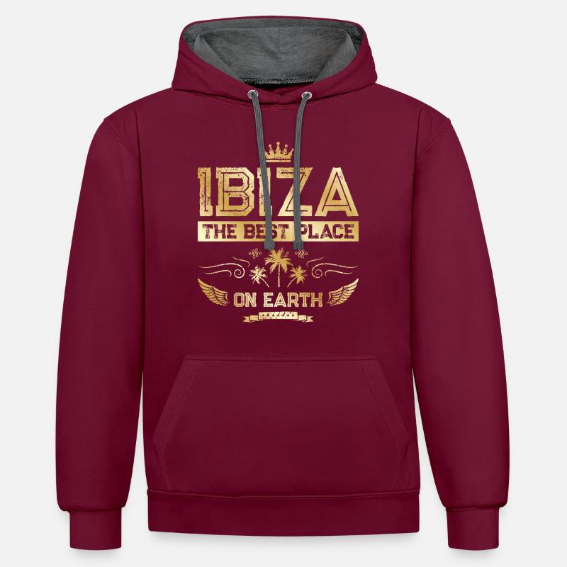 Ibiza vacances or - Sweat à capuche contrasté - bordeaux/anthracite