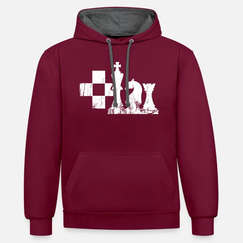 Jeu d'échecs jeu d'échecs - Sweat à capuche contrasté - bordeaux/anthracite