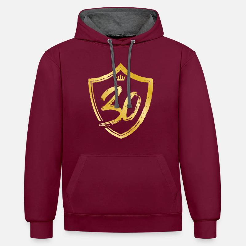30 année numérique or - Sweat à capuche contrasté - bordeaux/anthracite
