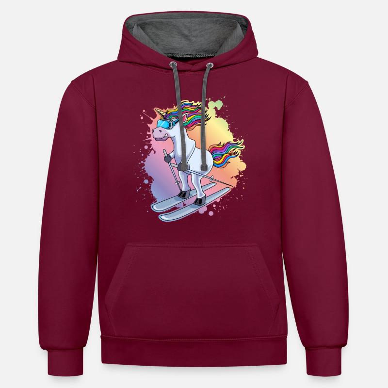 Stok narciarski Einhorn Bunt Klecks - Kontrastowa bluza - czerwień wina/antracytowy