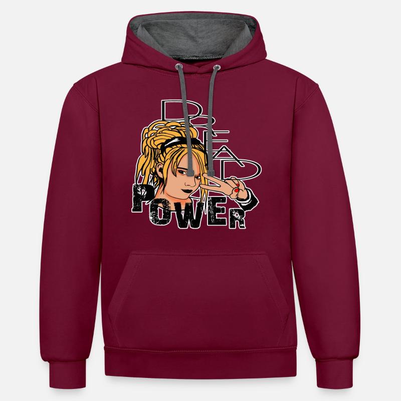 Dread Power Dread Lady Peace - Sweat à capuche contrasté - bordeaux/anthracite