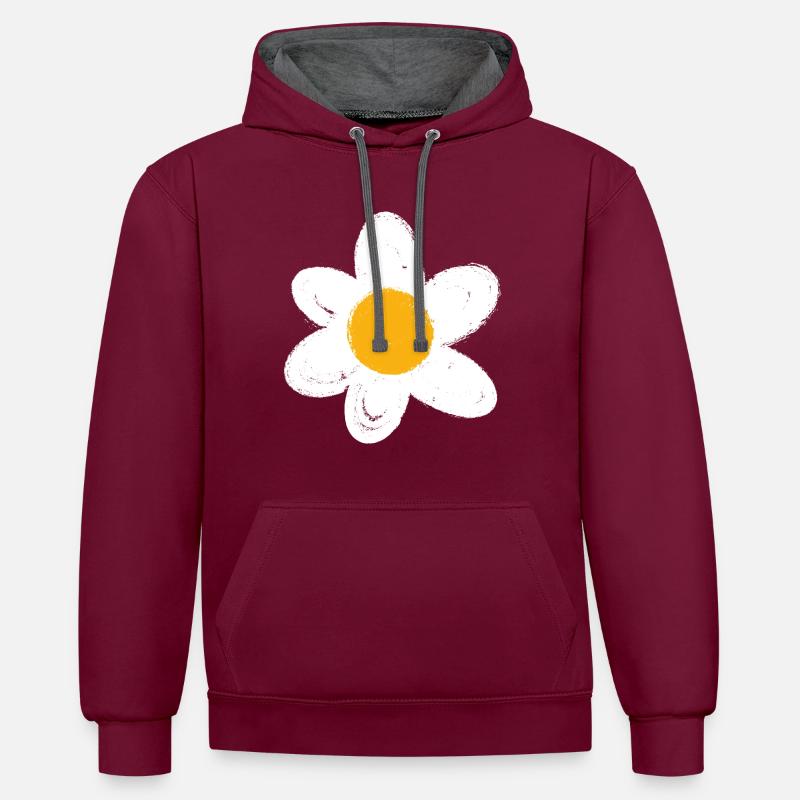 Gänseblümchen - Blume - Kontrast-Hoodie - Weinrot/Anthrazit
