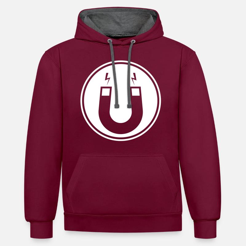 Aimant en fer à cheval - Sweat à capuche contrasté - bordeaux/anthracite