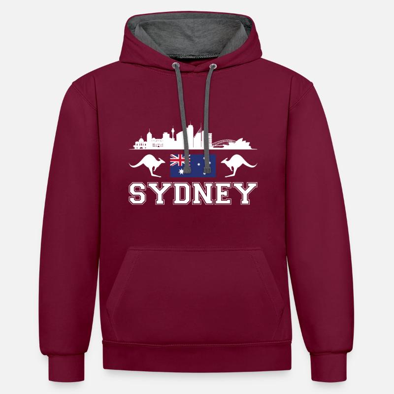 Sydney - Sweat à capuche contrasté - bordeaux/anthracite