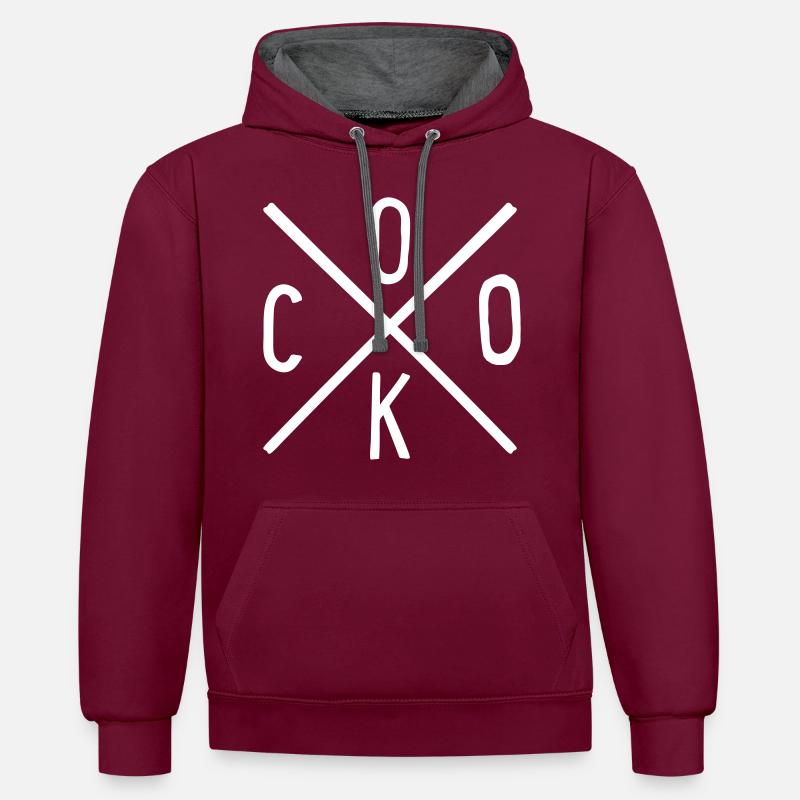 cuisinier - Sweat à capuche contrasté - bordeaux/anthracite
