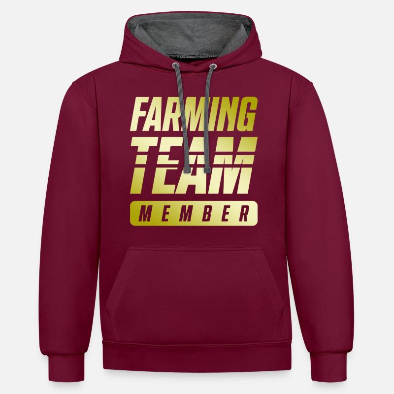 Équipe agricole - Sweat à capuche contrasté - bordeaux/anthracite