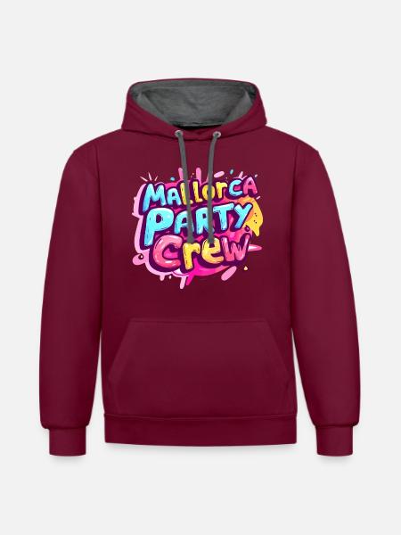 Mallorca Party Crew Tour - Contrast hoodie - burgundy/charcoal