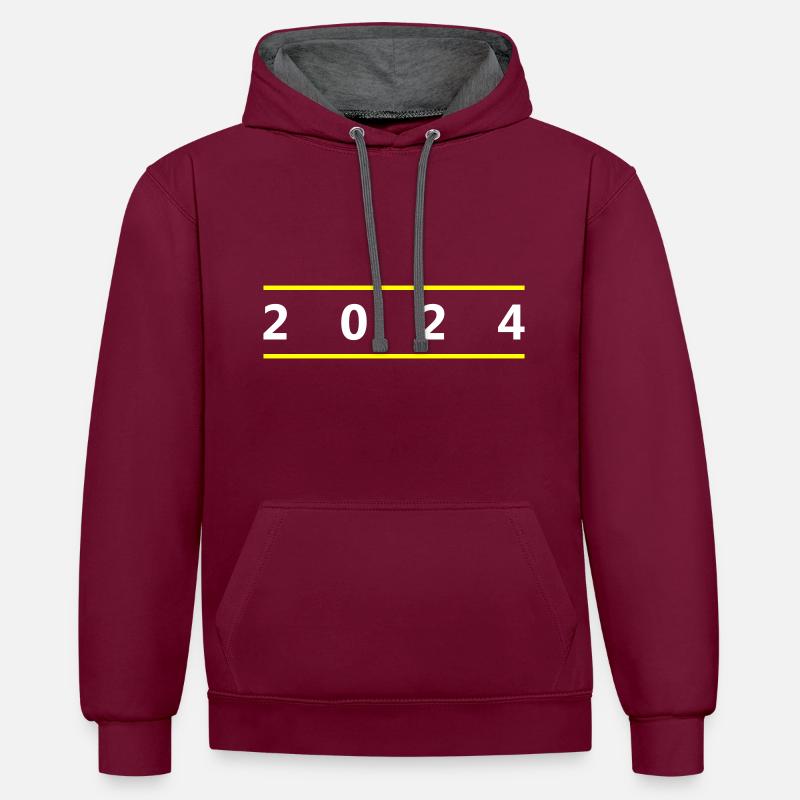 Ligne de l’année 2024 - Sweat à capuche contrasté - bordeaux/anthracite