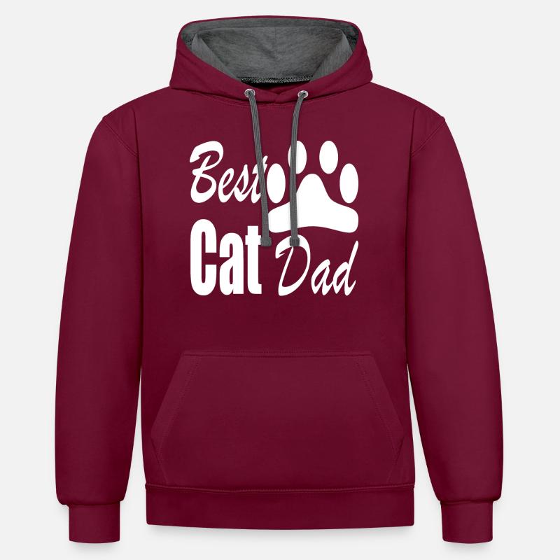 Meilleur père chat - Sweat à capuche contrasté - bordeaux/anthracite