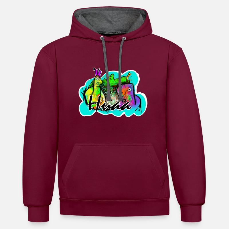 Gang bizarre - Sweat à capuche contrasté - bordeaux/anthracite