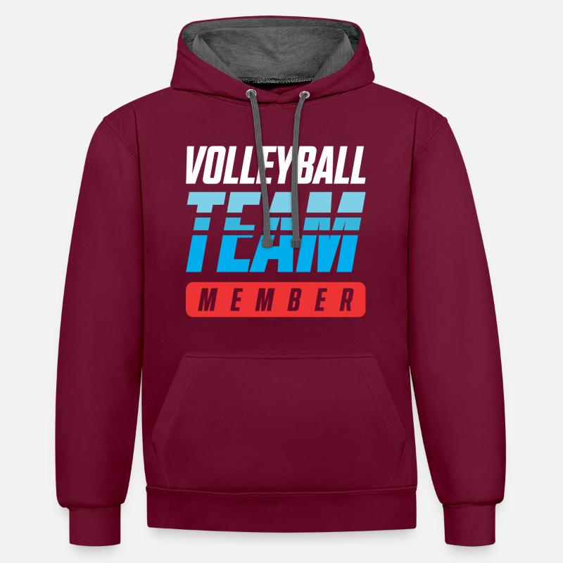 Équipe de volleyball - Sweat à capuche contrasté - bordeaux/anthracite