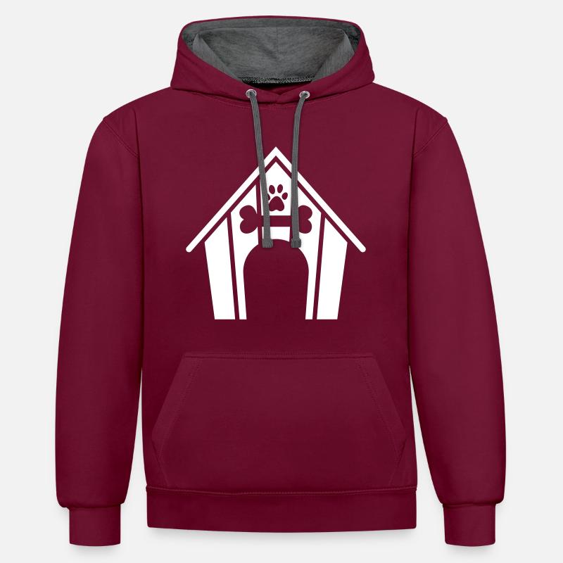 Chien de maison pour chien - Sweat à capuche contrasté - bordeaux/anthracite