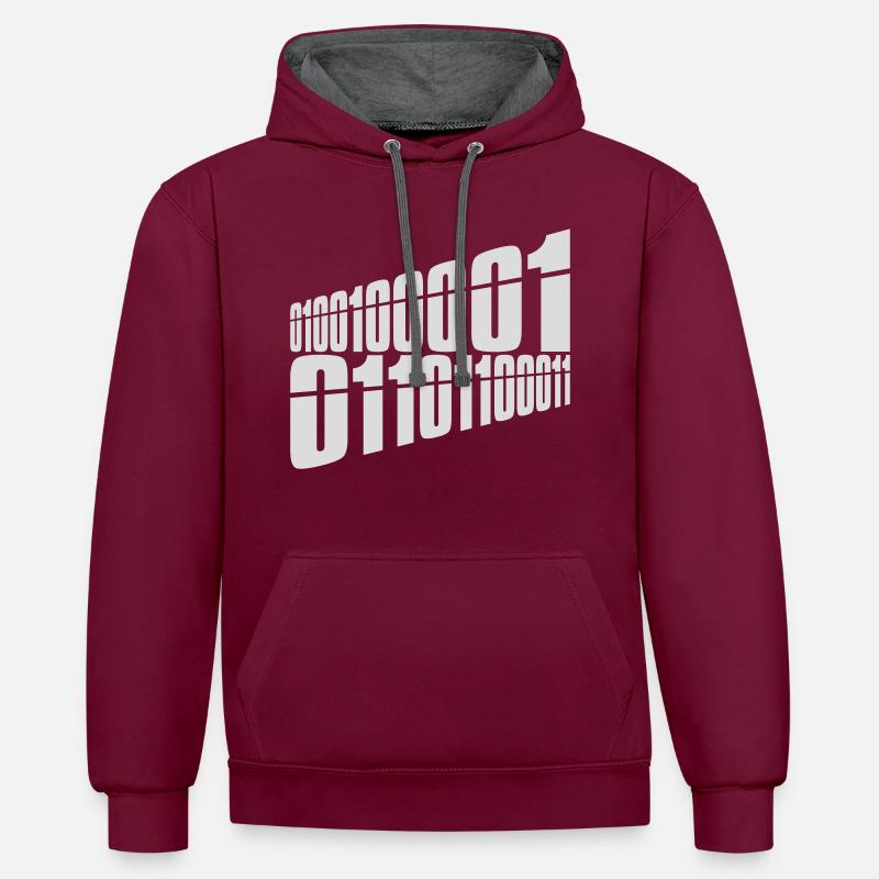 Binary Code Program Language - Contrast hoodie - burgundy/charcoal