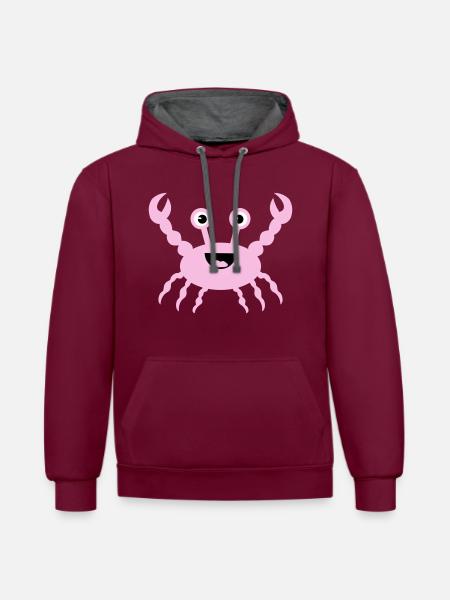 Crab - Contrast hoodie - burgundy/charcoal