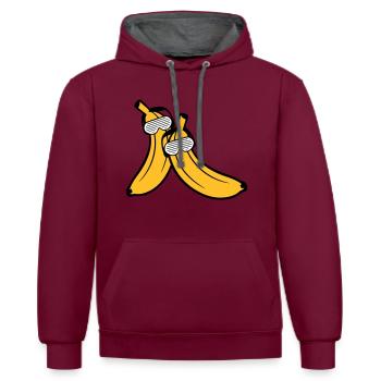duo couple 2 amis équipe fête fête s amuser soleilb - Sweat à capuche contrasté - bordeaux/anthracite - Devant - Anna (173cm) & Nico (186cm)