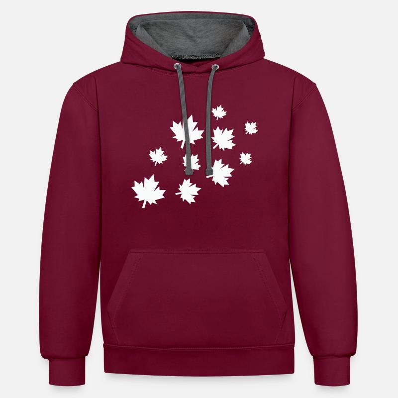 Feuilles d’érable - Sweat à capuche contrasté - bordeaux/anthracite