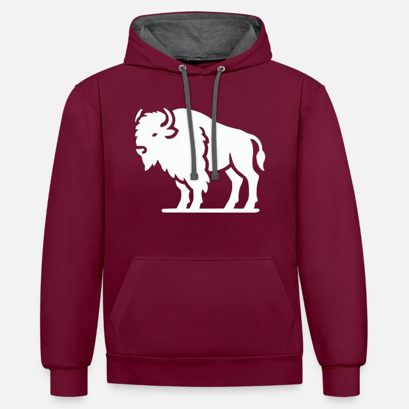 Bison Animal - Sweat à capuche contrasté - bordeaux/anthracite