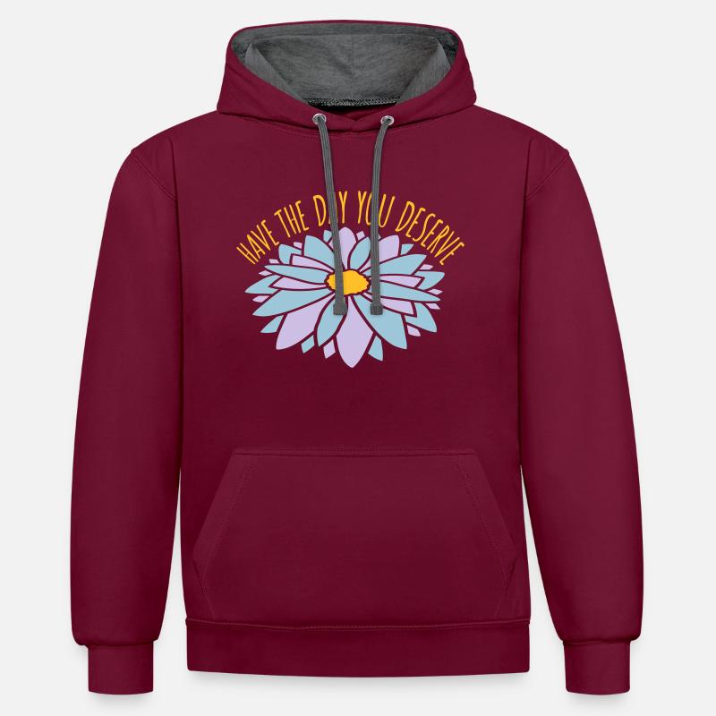 le jour que vous méritez - Sweat à capuche contrasté - bordeaux/anthracite
