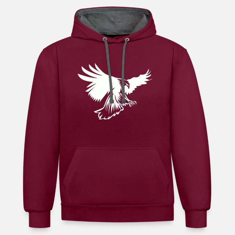 Aigle - Sweat à capuche contrasté - bordeaux/anthracite