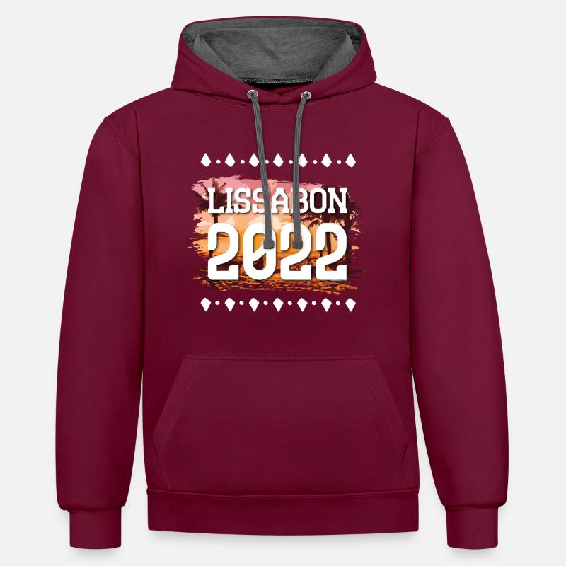 Lisbonne 2022 - Sweat à capuche contrasté - bordeaux/anthracite