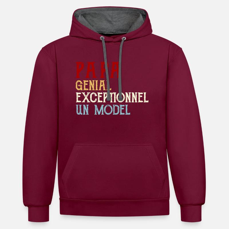 Papa genial exceptionnel un model - Sweat à capuche contrasté - bordeaux/anthracite