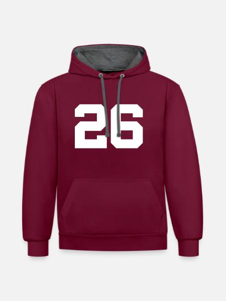 26 - Contrast hoodie - burgundy/charcoal