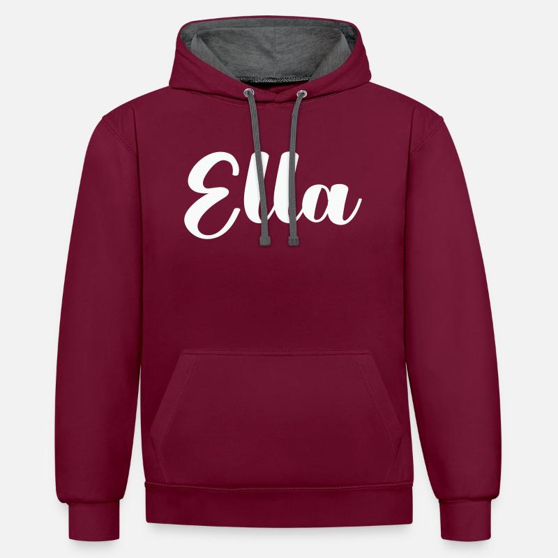 Nom d’Ella - Sweat à capuche contrasté - bordeaux/anthracite