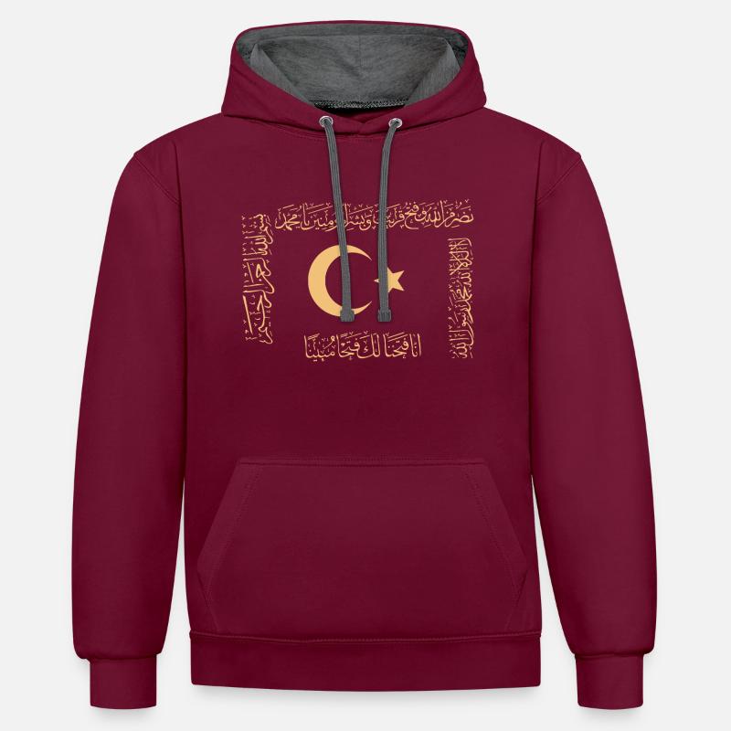 Hilafet - Sweat à capuche contrasté - bordeaux/anthracite