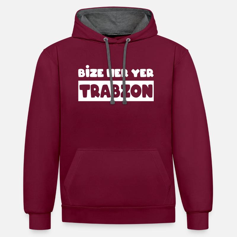 Bize her yer Trabzon 61 - Sweat à capuche contrasté - bordeaux/anthracite