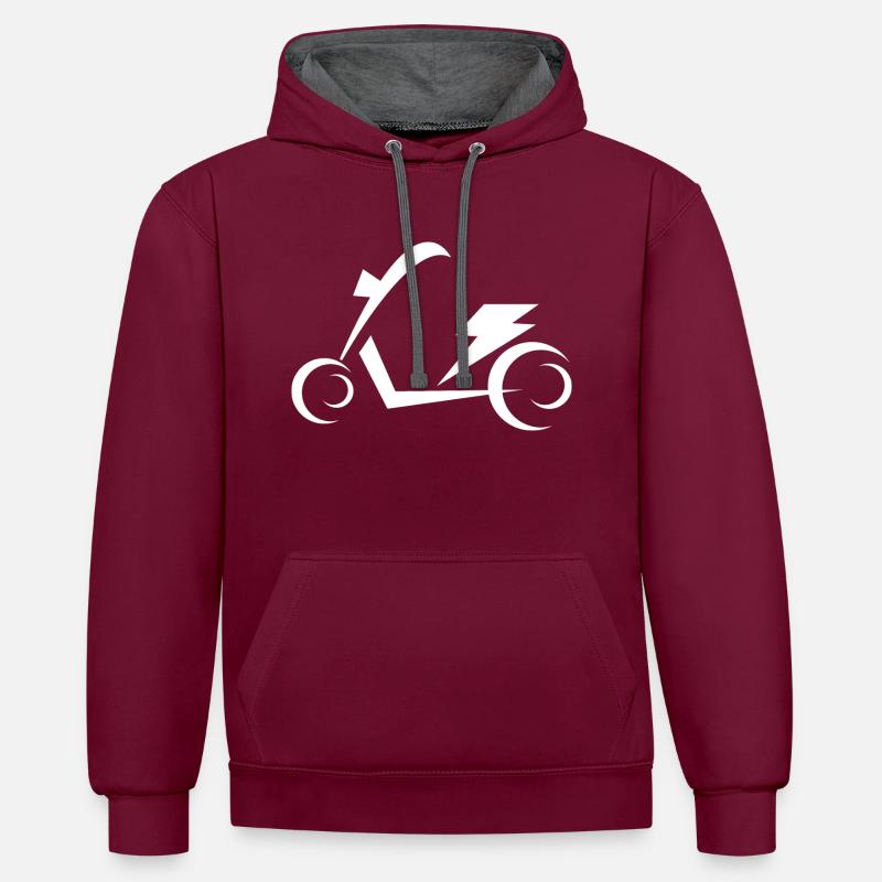 E-Scooter E-Roller Scooter - Kontrast-Hoodie - Weinrot/Anthrazit